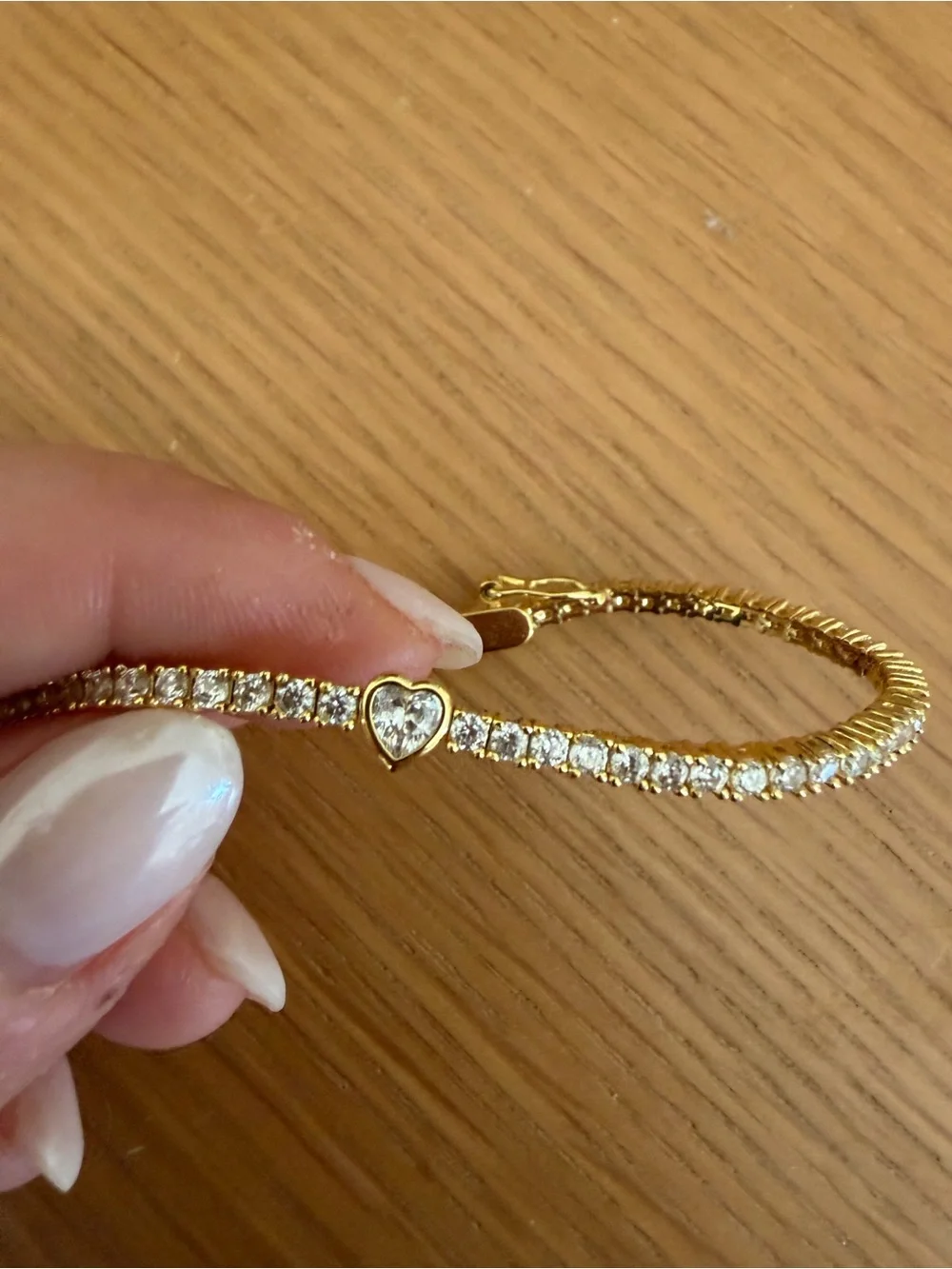 Sami Jewels Gold Bezel Heart Tennis Bracelet 6.25”